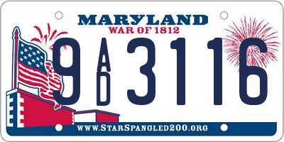 MD license plate 9AD3116