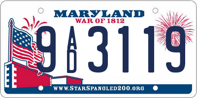 MD license plate 9AD3119