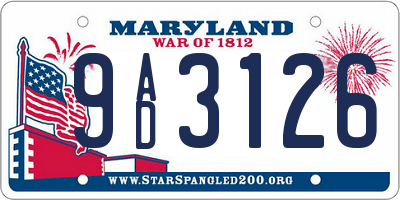 MD license plate 9AD3126