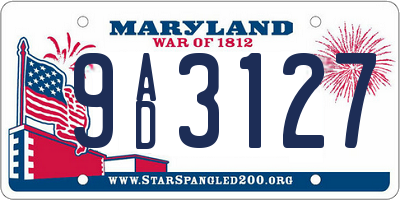 MD license plate 9AD3127