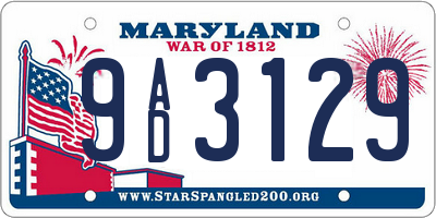 MD license plate 9AD3129