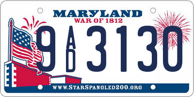 MD license plate 9AD3130