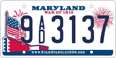 MD license plate 9AD3137
