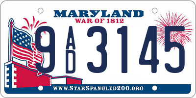 MD license plate 9AD3145