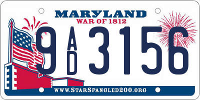 MD license plate 9AD3156