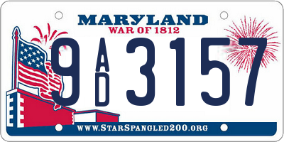 MD license plate 9AD3157
