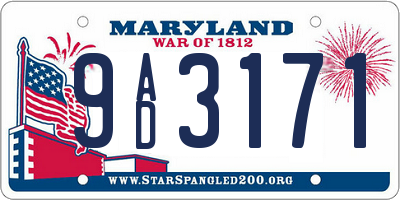 MD license plate 9AD3171