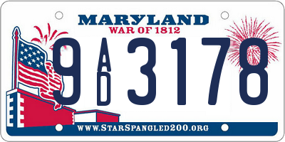 MD license plate 9AD3178