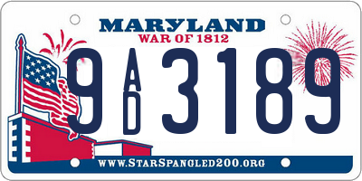 MD license plate 9AD3189