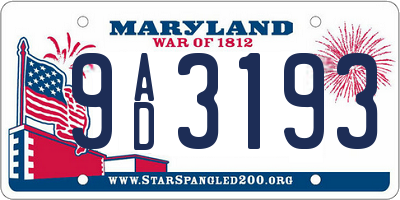 MD license plate 9AD3193