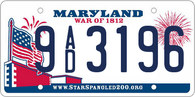 MD license plate 9AD3196
