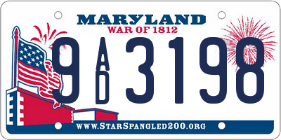 MD license plate 9AD3198
