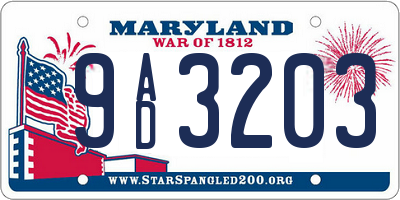 MD license plate 9AD3203
