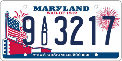 MD license plate 9AD3217