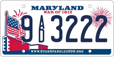 MD license plate 9AD3222