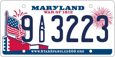 MD license plate 9AD3223