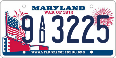 MD license plate 9AD3225
