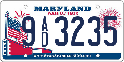 MD license plate 9AD3235
