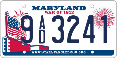 MD license plate 9AD3241
