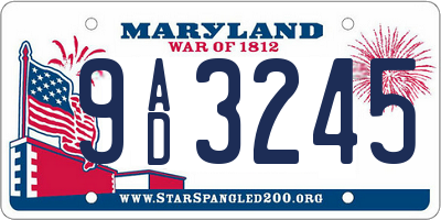 MD license plate 9AD3245