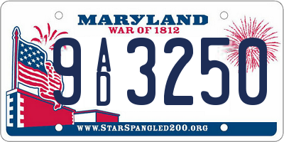 MD license plate 9AD3250