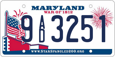 MD license plate 9AD3251