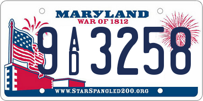MD license plate 9AD3258