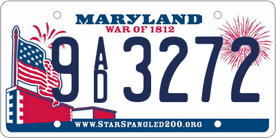 MD license plate 9AD3272
