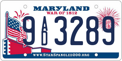 MD license plate 9AD3289
