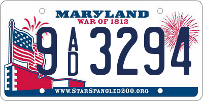 MD license plate 9AD3294