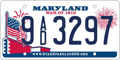 MD license plate 9AD3297