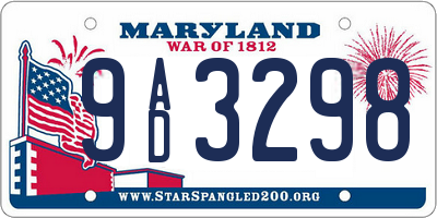 MD license plate 9AD3298