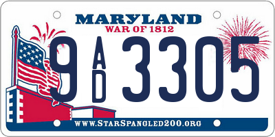 MD license plate 9AD3305