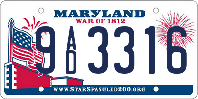 MD license plate 9AD3316