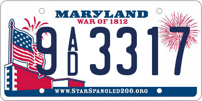 MD license plate 9AD3317