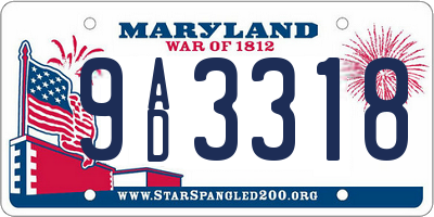 MD license plate 9AD3318