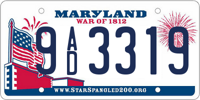 MD license plate 9AD3319