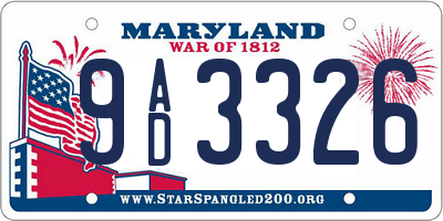 MD license plate 9AD3326