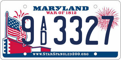 MD license plate 9AD3327
