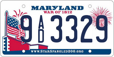 MD license plate 9AD3329