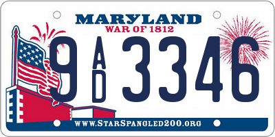 MD license plate 9AD3346