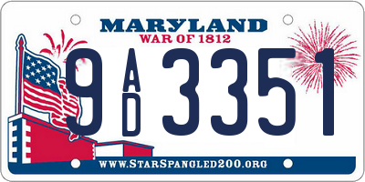 MD license plate 9AD3351