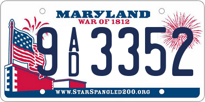 MD license plate 9AD3352