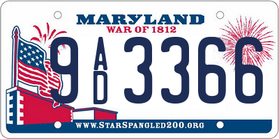 MD license plate 9AD3366