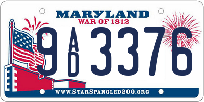 MD license plate 9AD3376