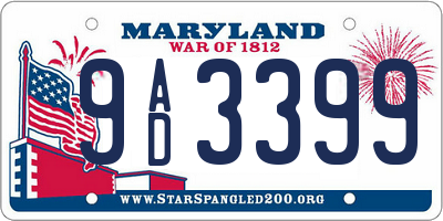 MD license plate 9AD3399
