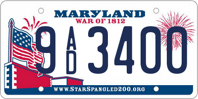 MD license plate 9AD3400