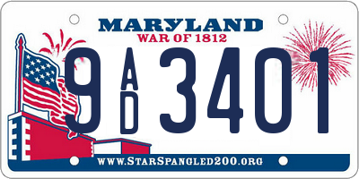 MD license plate 9AD3401