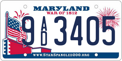 MD license plate 9AD3405