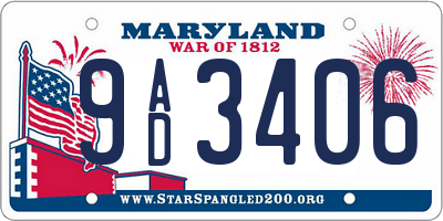 MD license plate 9AD3406